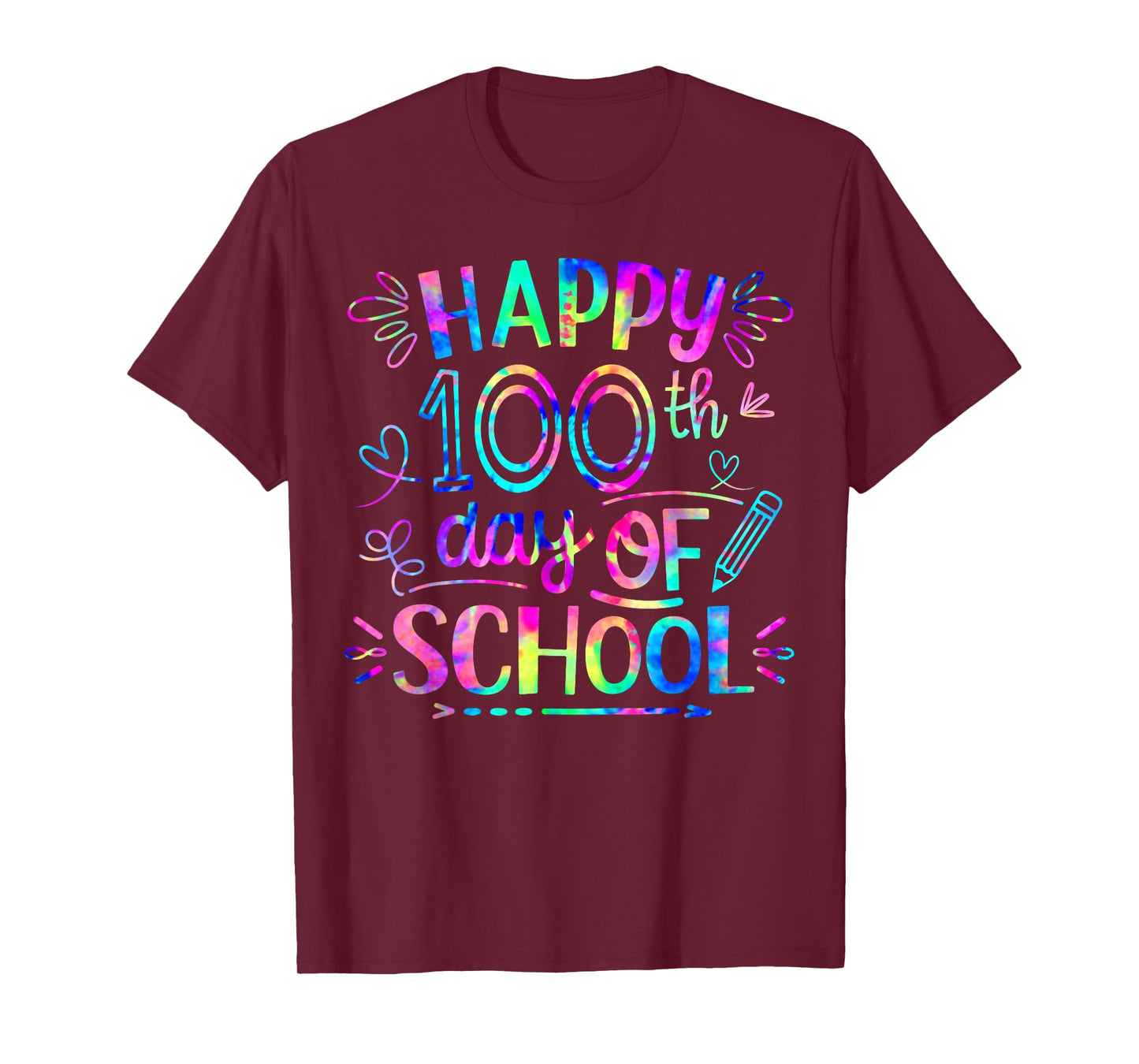 Happy 100th Day of School Tie Dye Teachers 100 Day of School T-Shirt