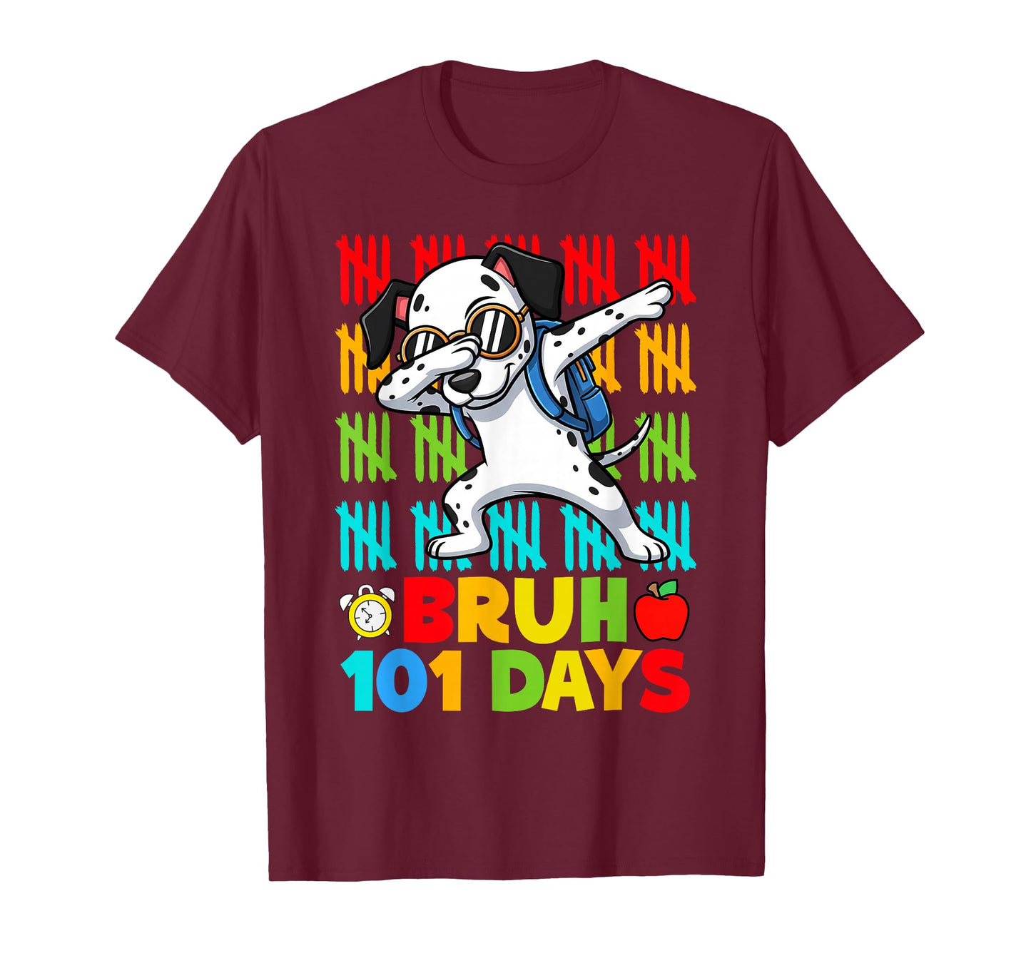 Bruh 100 Days of School Dalmatian Dog Boys 100 Days Smarter T-Shirt