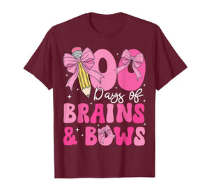 100 Days of School Brains and Bows 100th Day of School Girls T-Shirt