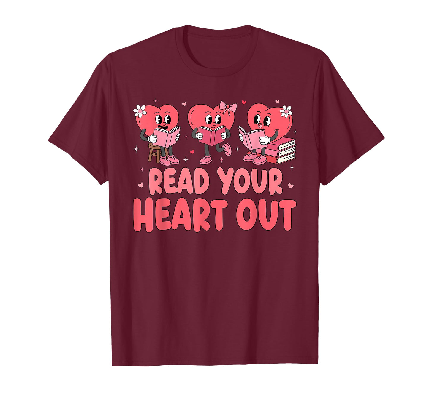 Valentine Day Book Read Your Heart Out Lovers Teacher Kids T-Shirt