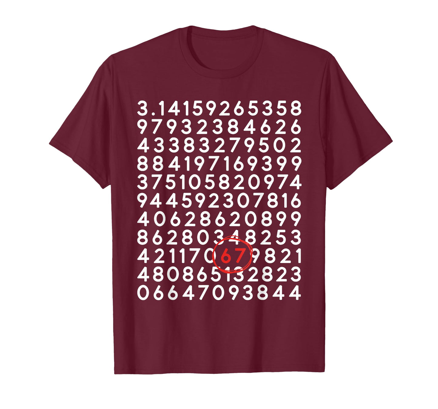 Funny 67 Pi Day 3.14 Number Six Seven Meme Math Teacher Geek T-Shirt