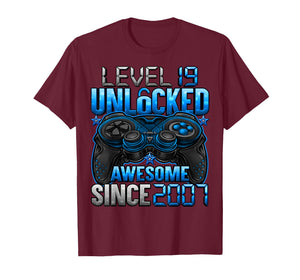 Level 19 Unlocked 19 Year Old Gifts Boys 19th Birthday Boy T-Shirt