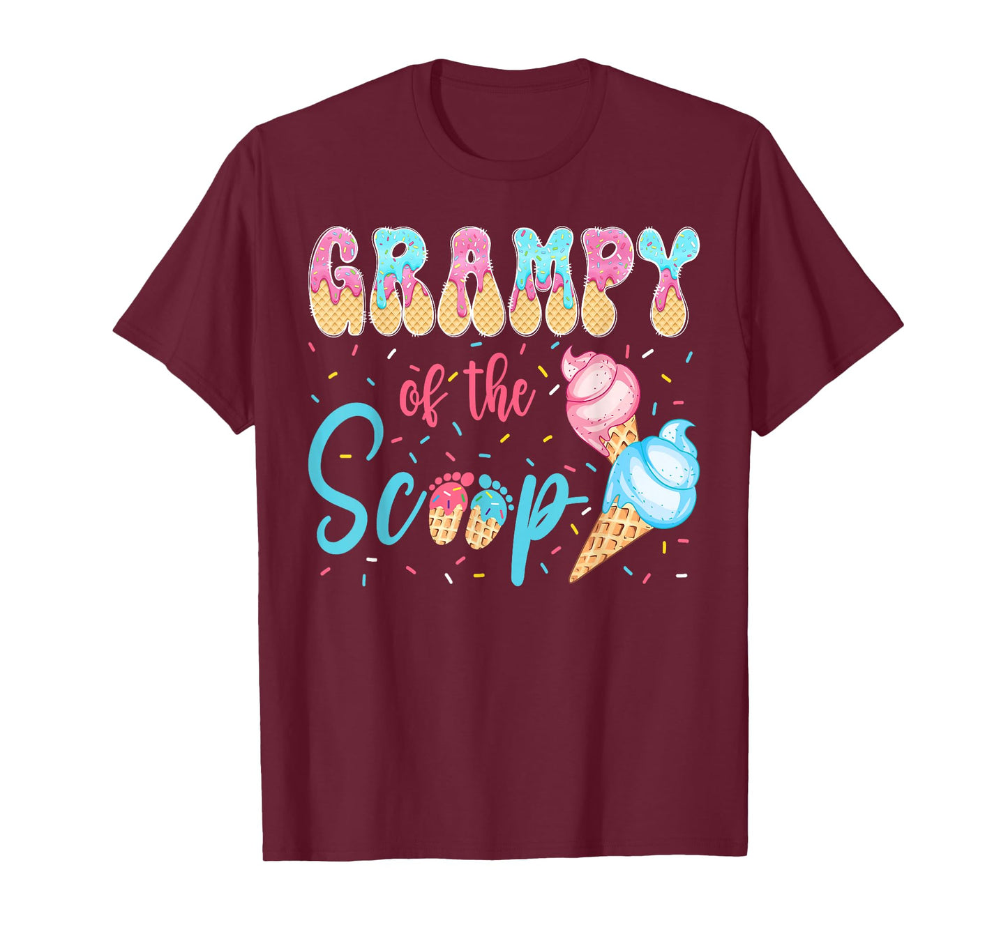 Grampy of The Scoop Ice Cream Gender Reveal Baby Shower T-Shirt
