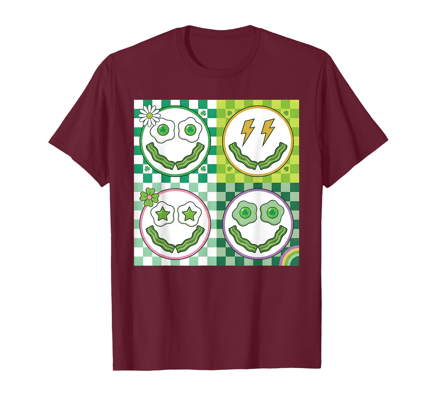 Green Smile Face Eggs and Bacon Breakfast St Patricks T-Shirt