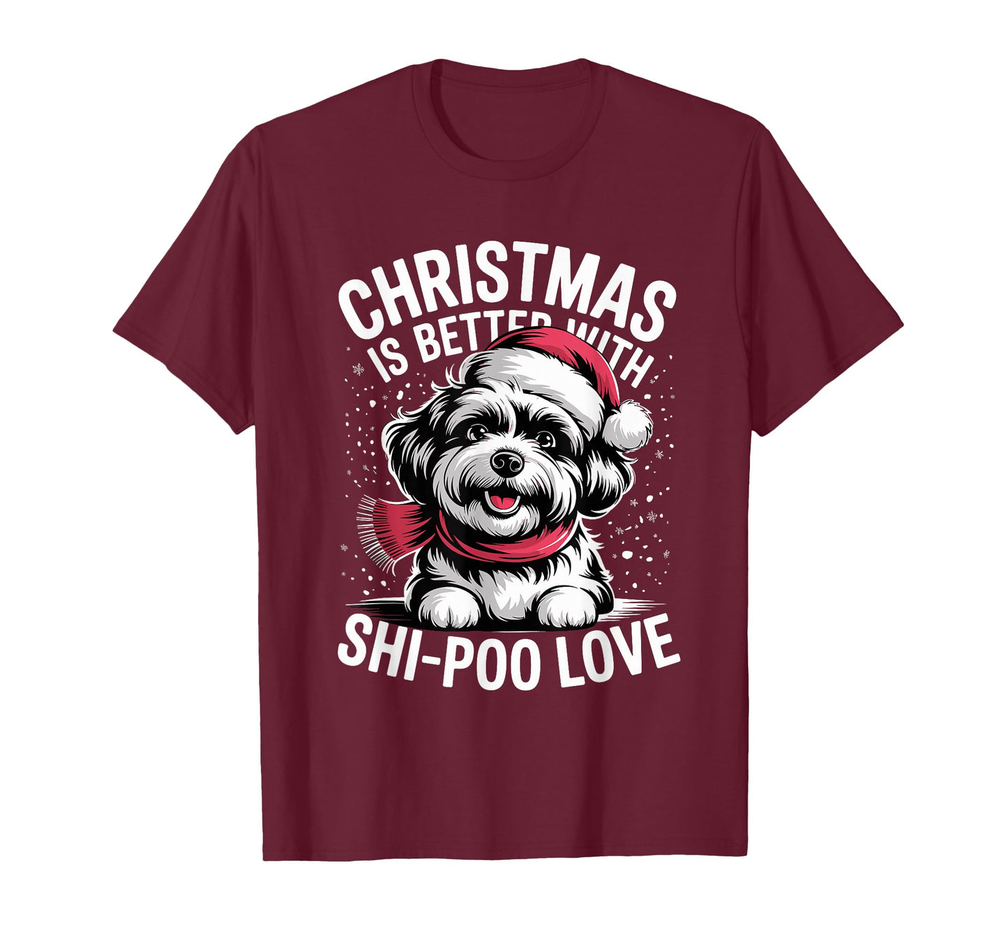 Cute Xmas Puppy Dog Christmas is Better with Shi-Poo Love T-Shirt