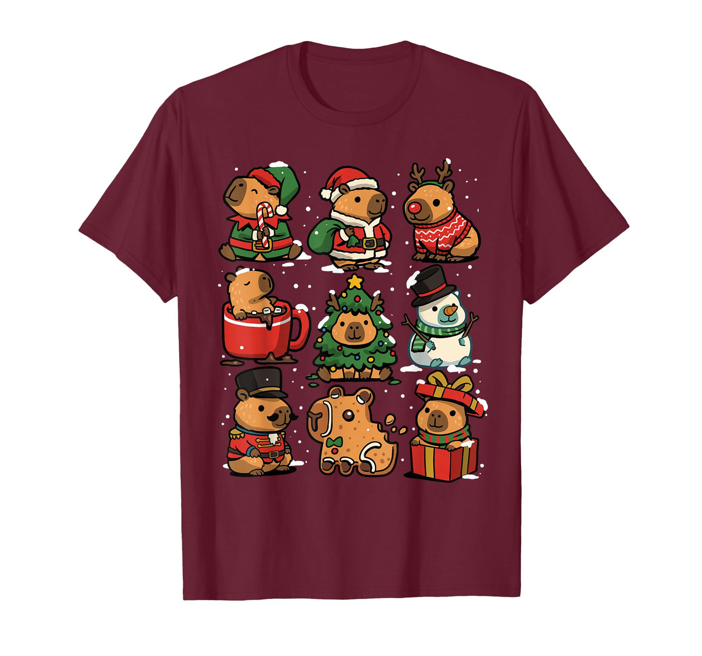 Christmas Capybara Funny Cappy Xmas Family Capybaras Winter T-Shirt