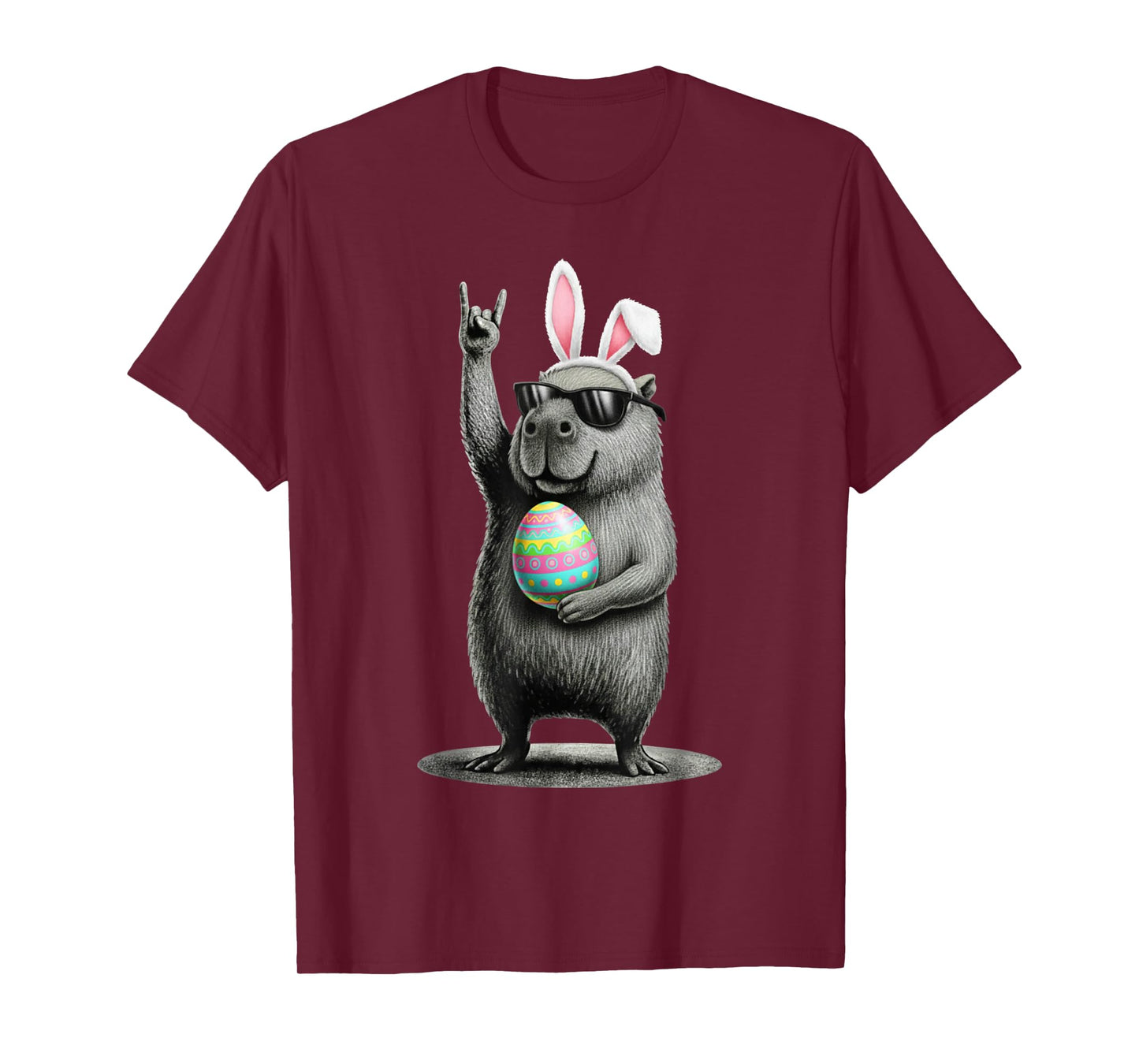 Retro Capybara Rock Music Men Women Kids Funny Easter Day T-Shirt