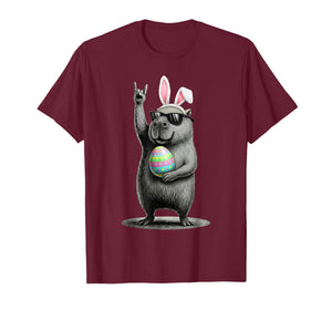 Retro Capybara Rock Music Men Women Kids Funny Easter Day T-Shirt