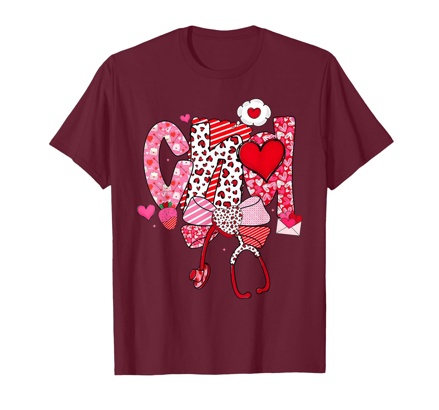 Happy Valentine CNA Nurse Coquette Bow Heart Girl Women T-Shirt