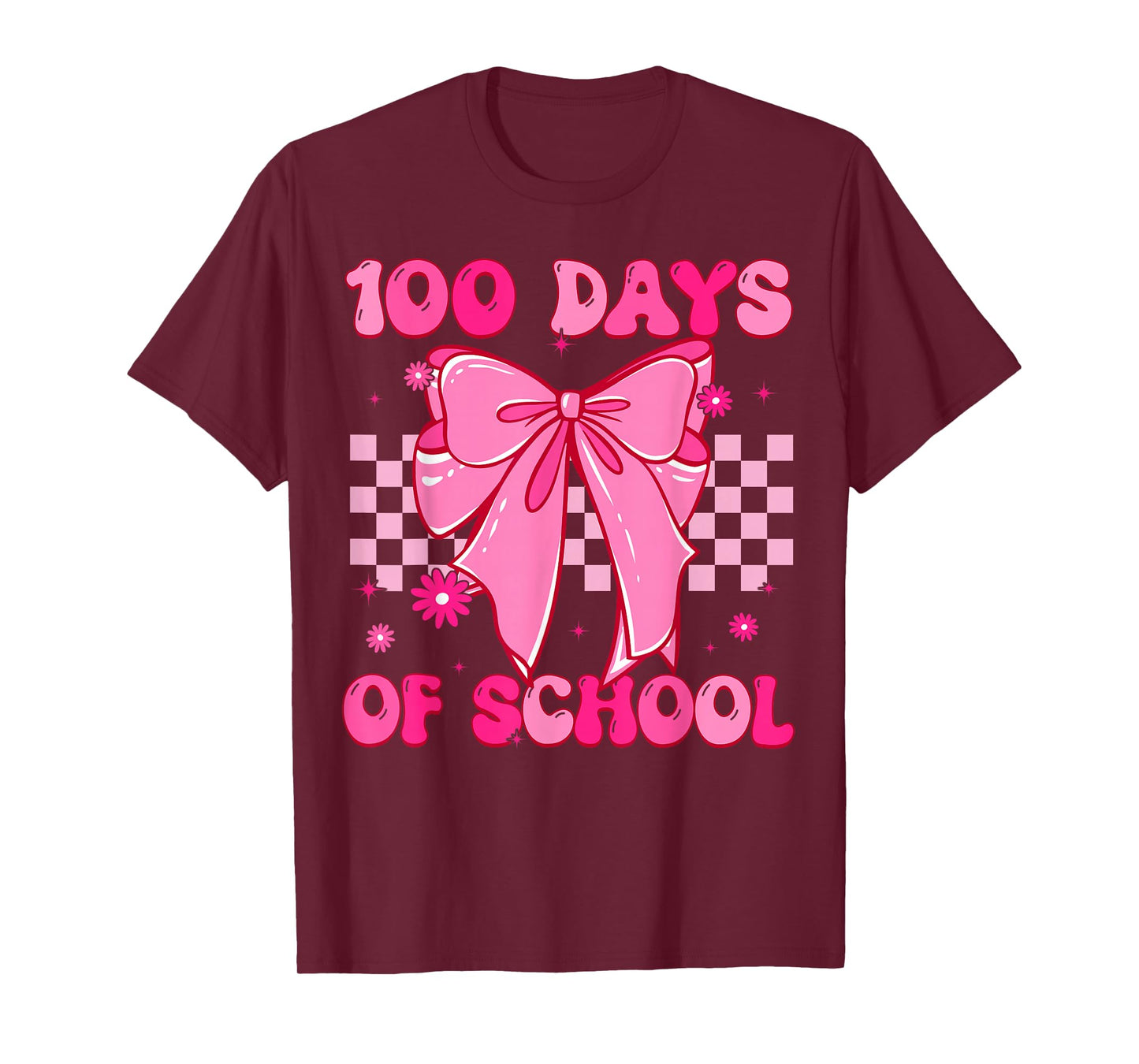 Coquette Bow 100th Day of School 100 Days Girls Women Kids T-Shirt