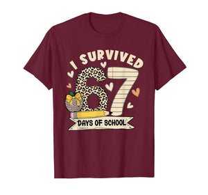 I Survived 67 Days of School Funny Leopard Student Style T-Shirt