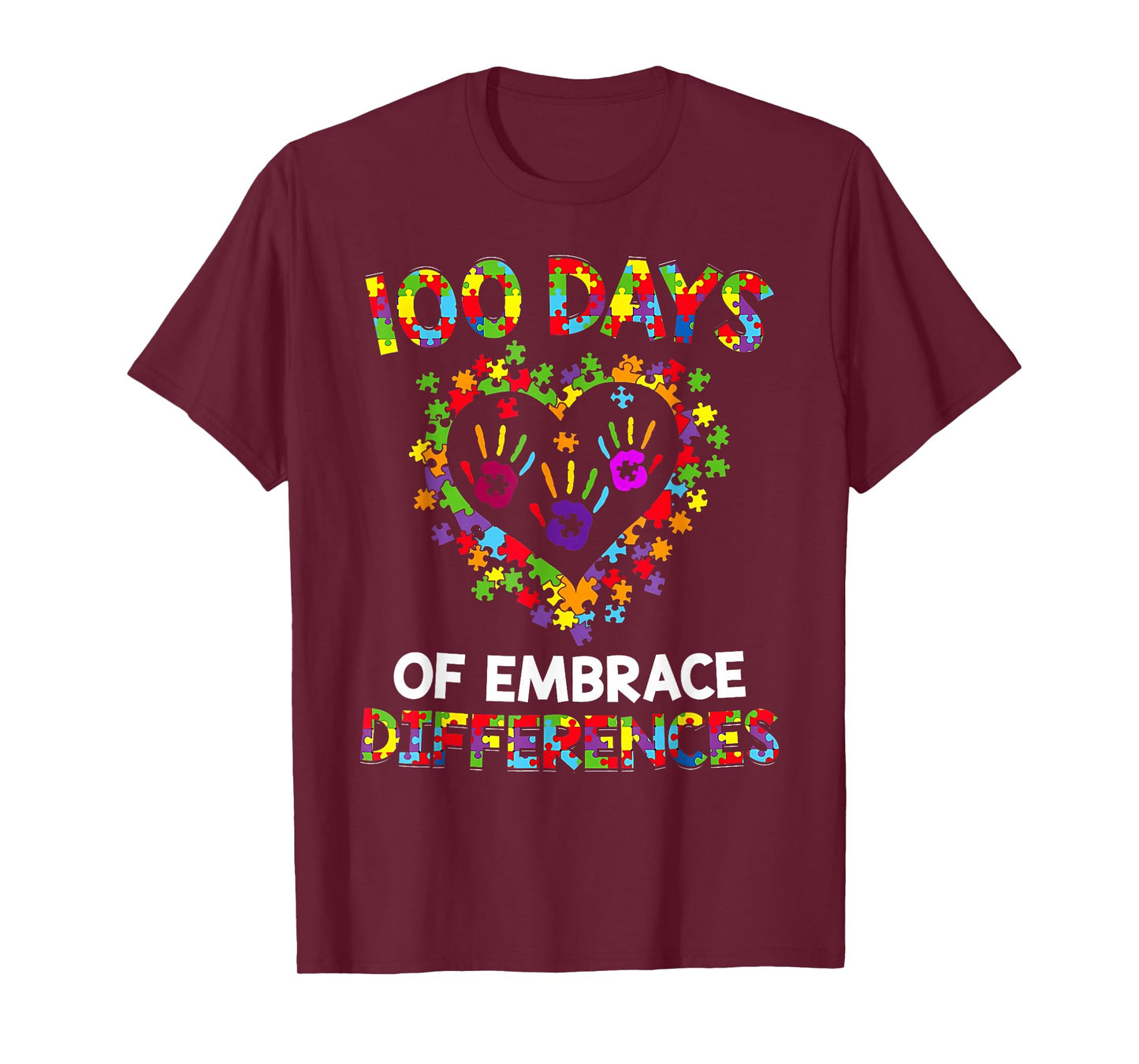 100 Days of Embracing Autism 100th Day School SPED Teacher T-Shirt