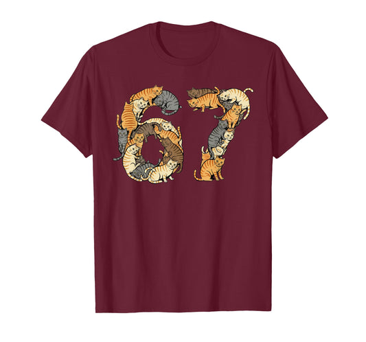 Funny Tabby Cats 6 7 Meme Six Seven Love Alley Cats T-Shirt