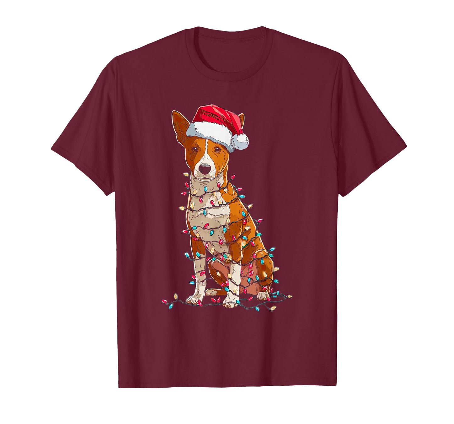 Funny Basenji Christmas Graphics Dog Lights Lover T-Shirt