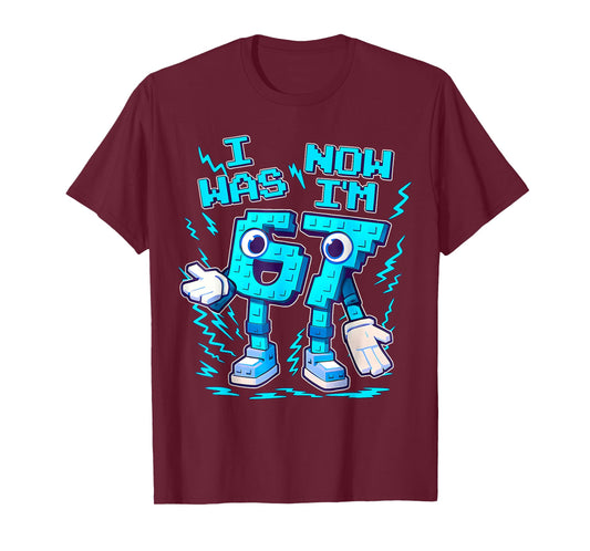 I was 6 Now I'm 7 Six Seven 7 Years Old Birthday Brainrot T-Shirt