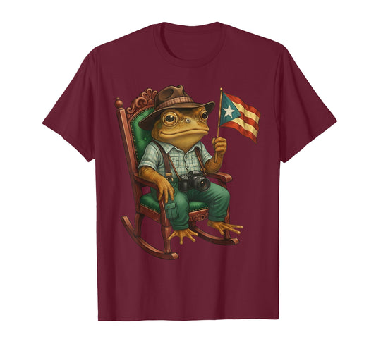 Funny Coqui Frog Puerto Rico Flag Taino Boricua Hispanic T-Shirt