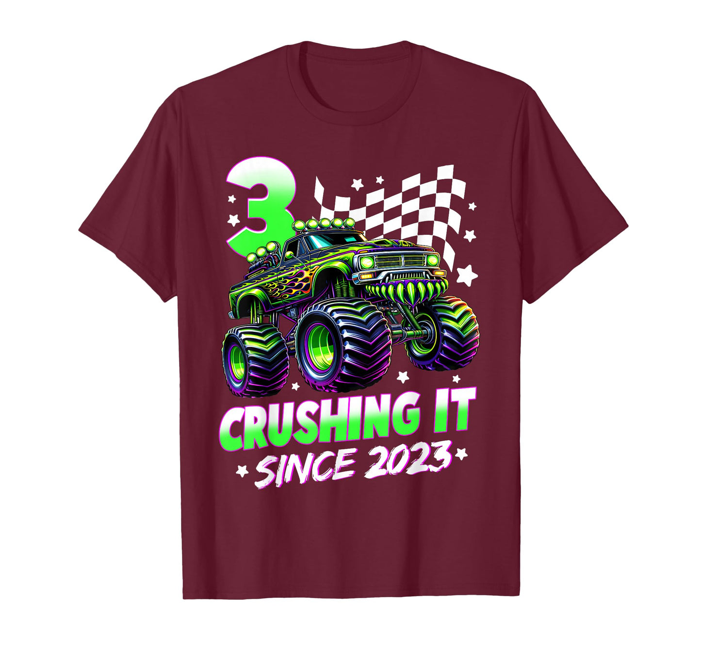Monster Truck 3 Year Old Boys 3rd Birthday Party Born 2023 T-Shirt
