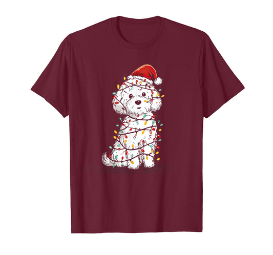 Funny Bichon Frise Christmas Graphics Dog Lights Lover T-Shirt