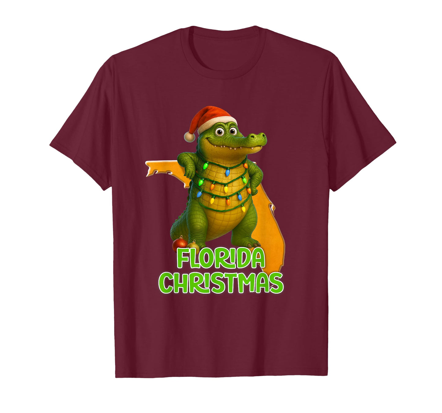 Florida Christmas Alligator Wearing Santa Hat Vacation T-Shirt