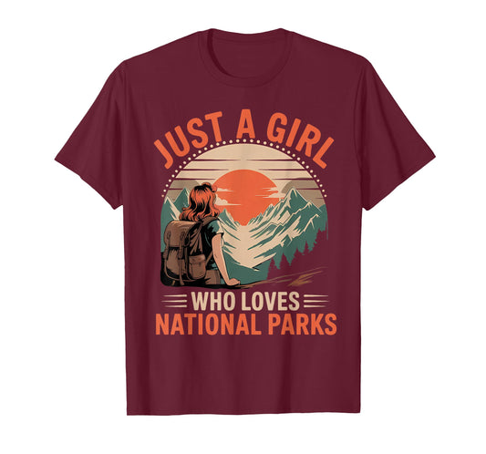 Just A Girl Who Loves National Parks Vintage Retro T-Shirt