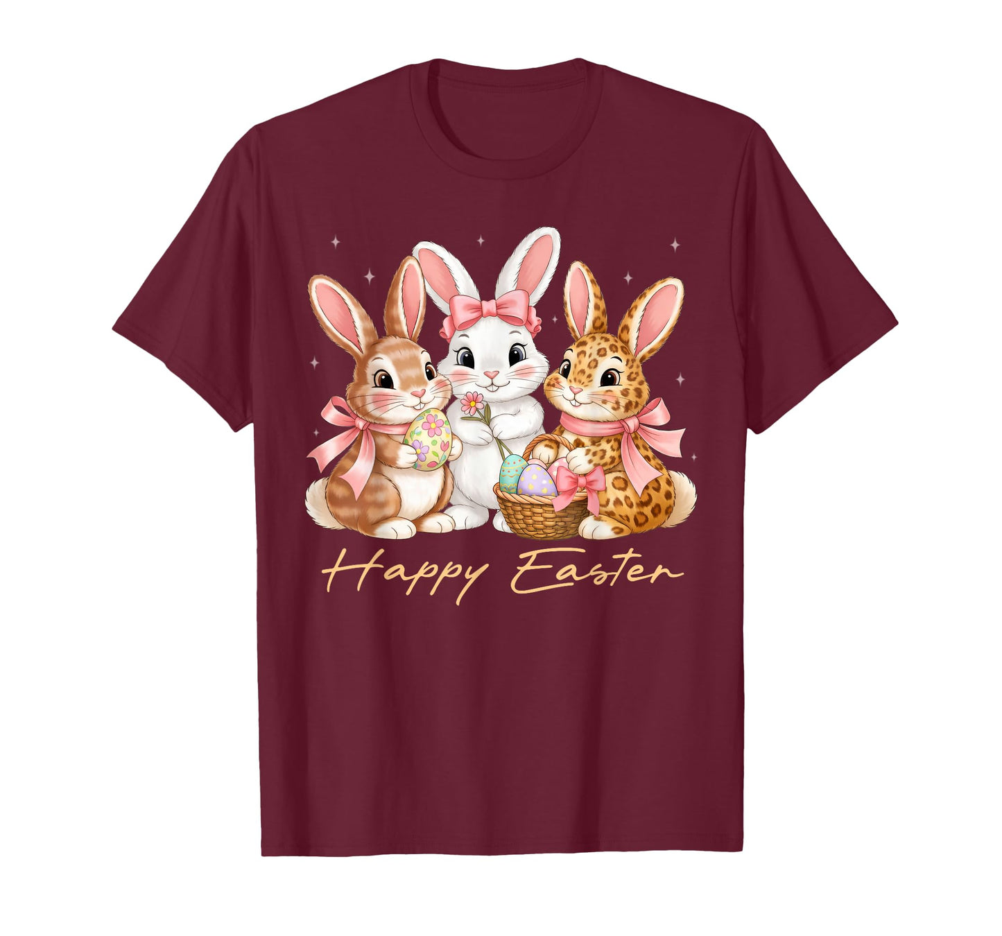 Happy Easter Shirts Women Girls Cute Bunny Rabbit Easter Day T-Shirt