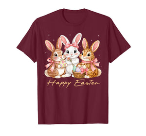 Happy Easter Shirts Women Girls Cute Bunny Rabbit Easter Day T-Shirt