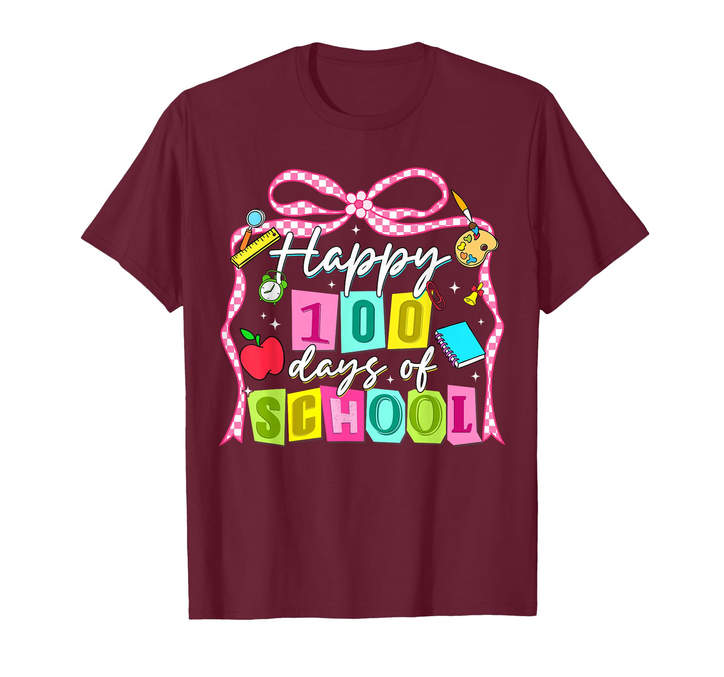 Happy 100 Days of School Cute Coquette Bow Girl Kid Teacher T-Shirt