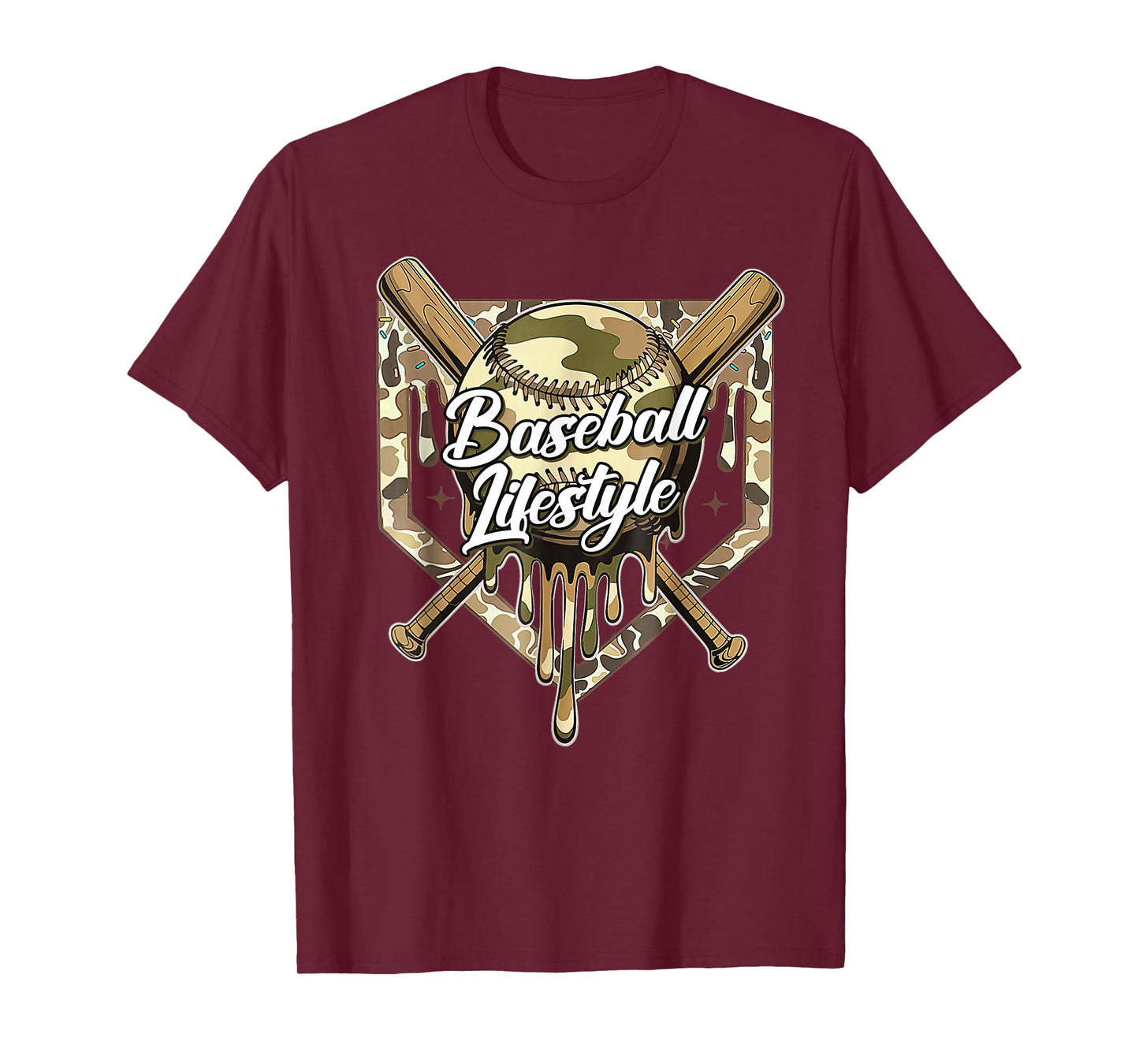 Baseball Life Lifestyle Home Plate Camo Ice Cream Drip Kids T-Shirt