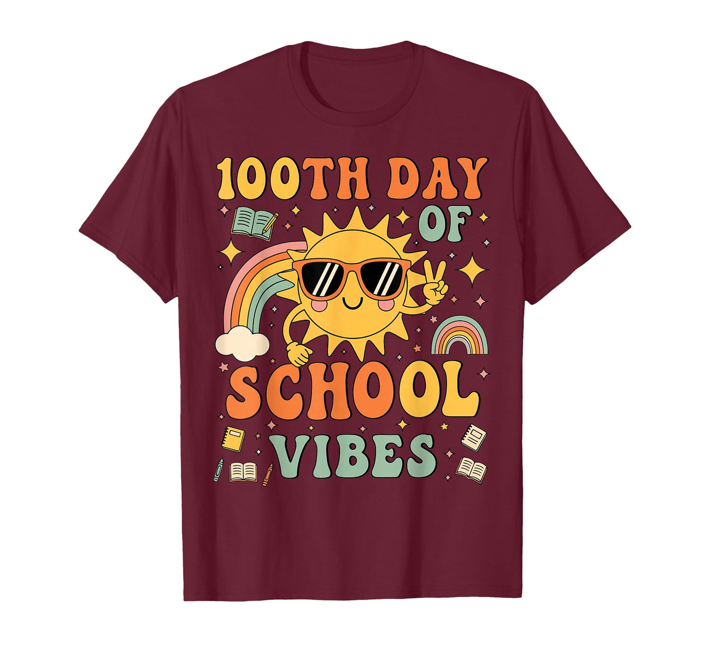 100th Day of School Vibes Cute Smile Face 100 Days of School T-Shirt