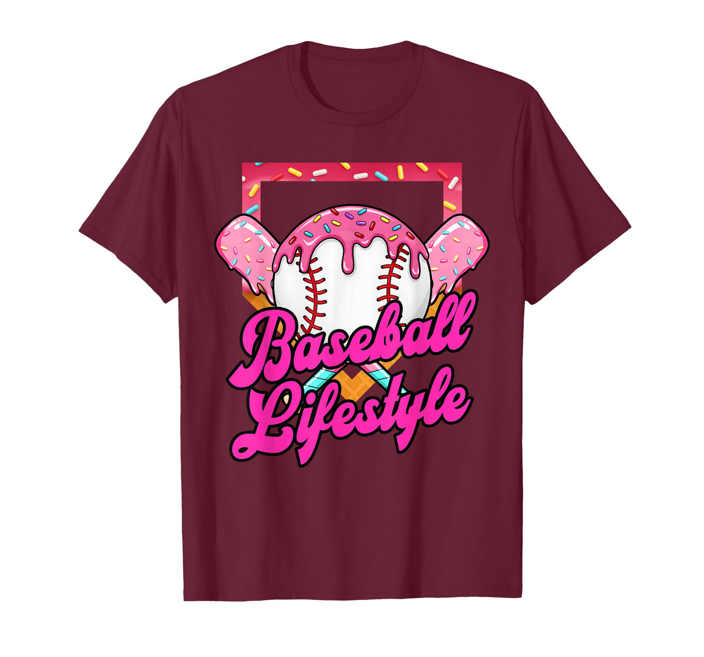 Baseball Life Lifestyle Home Plate Ice Cream Drip Girls Boys T-Shirt