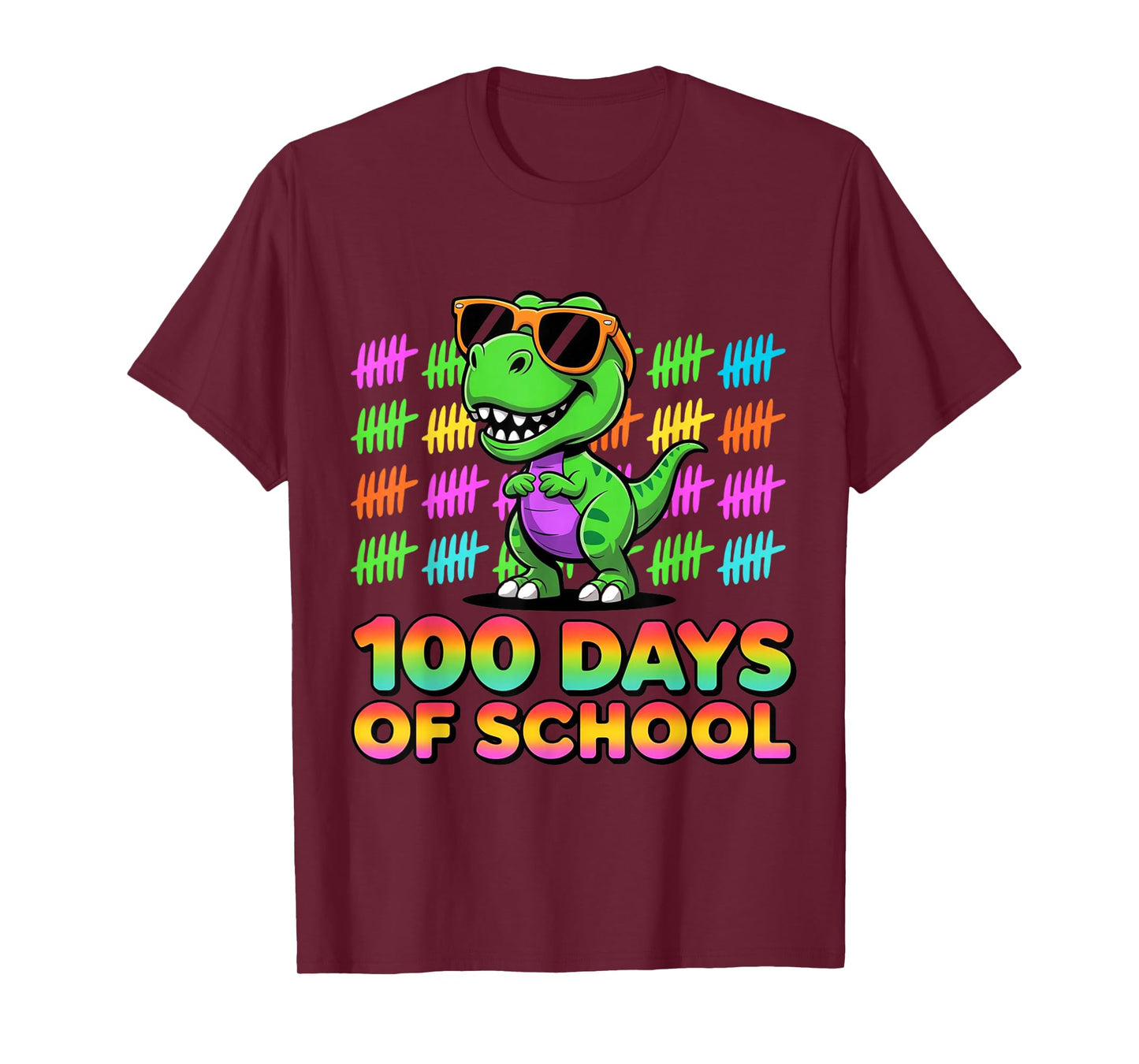 100 Days of School Dinosaur T-Rex for Boys Girls Kids T-Shirt
