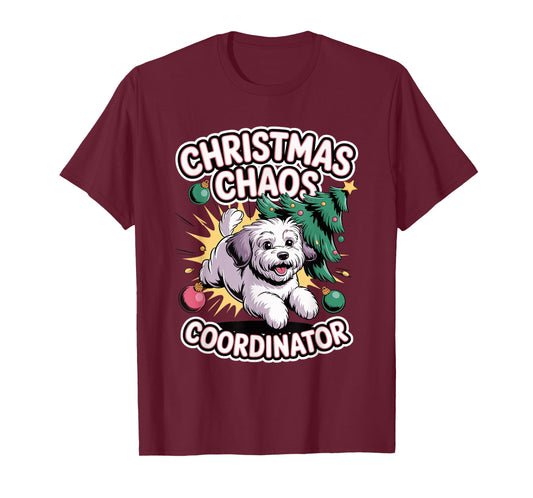 Christmas Chaos Coordinator Xmas Puppy Funny Schnoodle T-Shirt