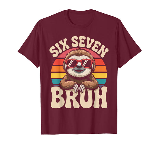 Six Seven Bruh Sloth Retro Vintage Funny 67 Meme Kids T-Shirt