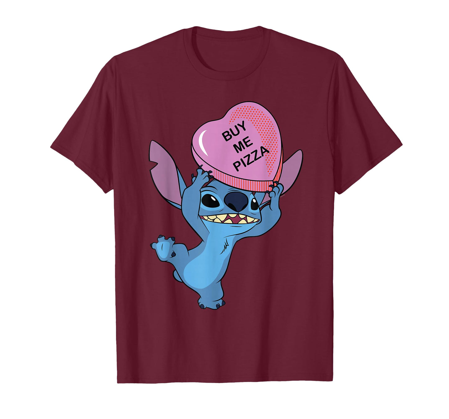 Disney Stitch Funny Valentine's Day Buy Me Pizza Heart T-Shirt