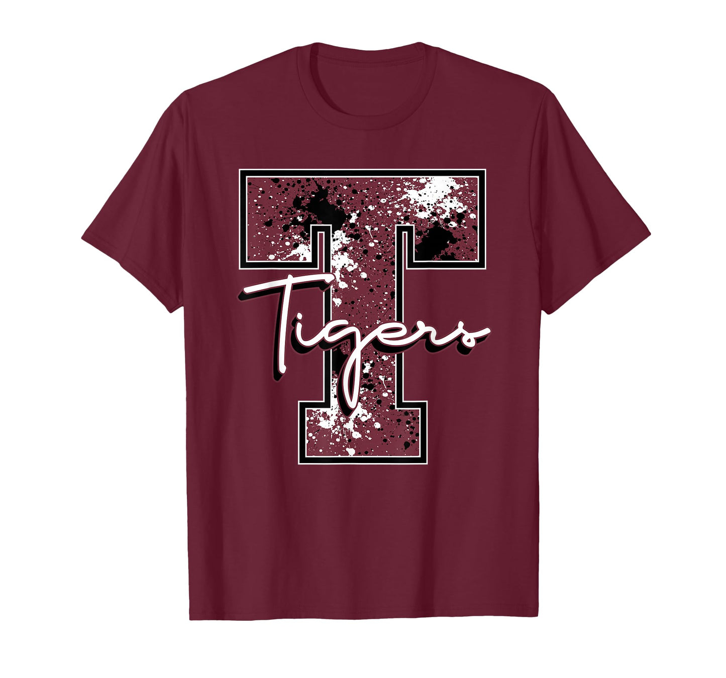 Maroon Tigers School Spirit Mascot Tiger Pride Paw Teacher T-Shirt