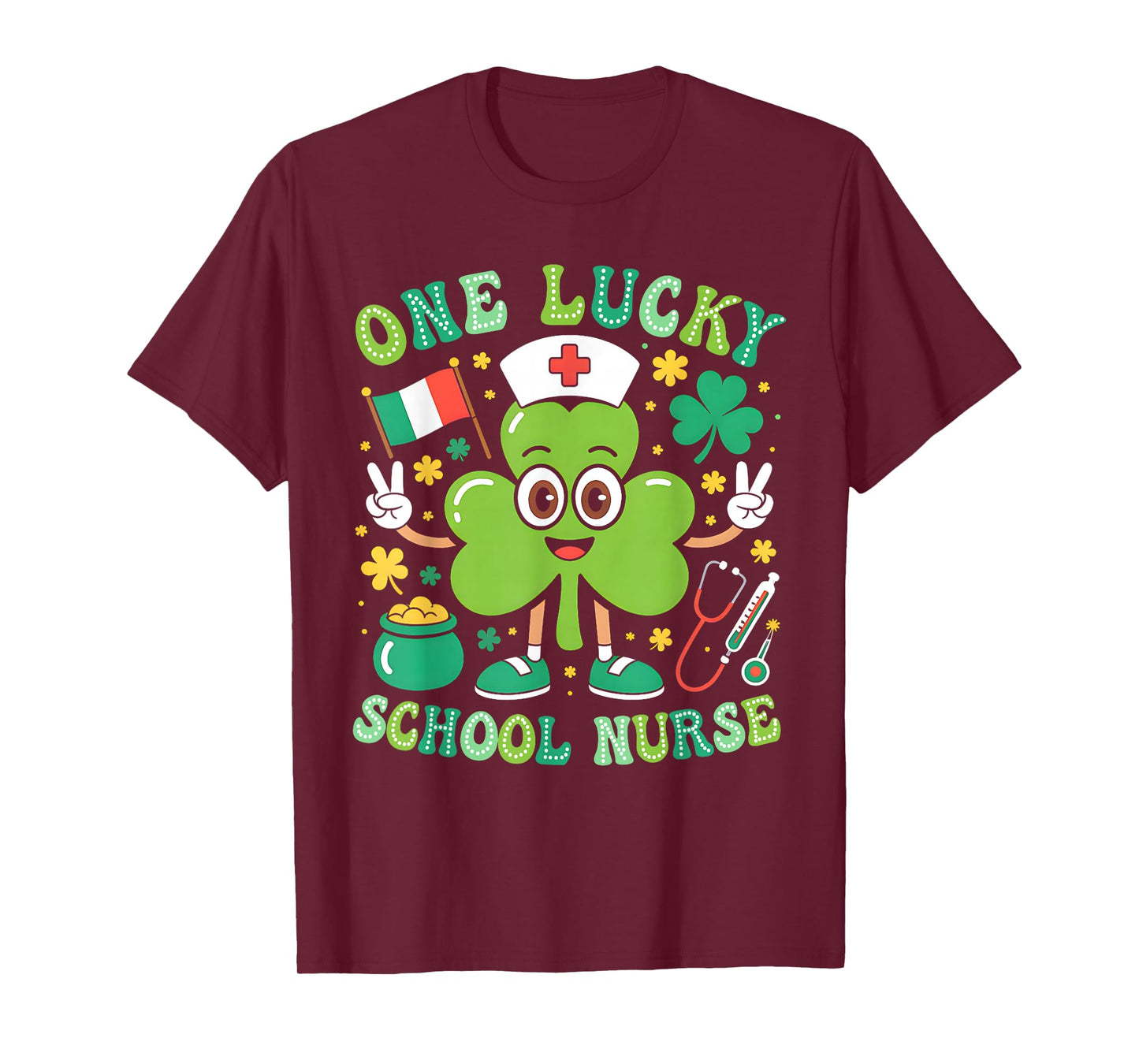 One Lucky School Nurse St Patrick's Day Shamrock Irish Women T-Shirt