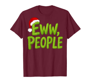 On Back Eww People Santa Hat Green Funny Christmas Mens Kids T-Shirt