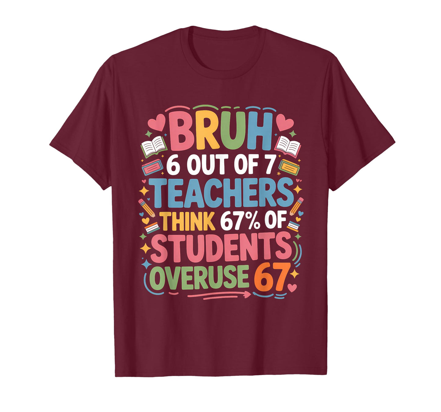Bruh 6 Out of 7 Teachers Think 67% of Students Overuse 67 T-Shirt