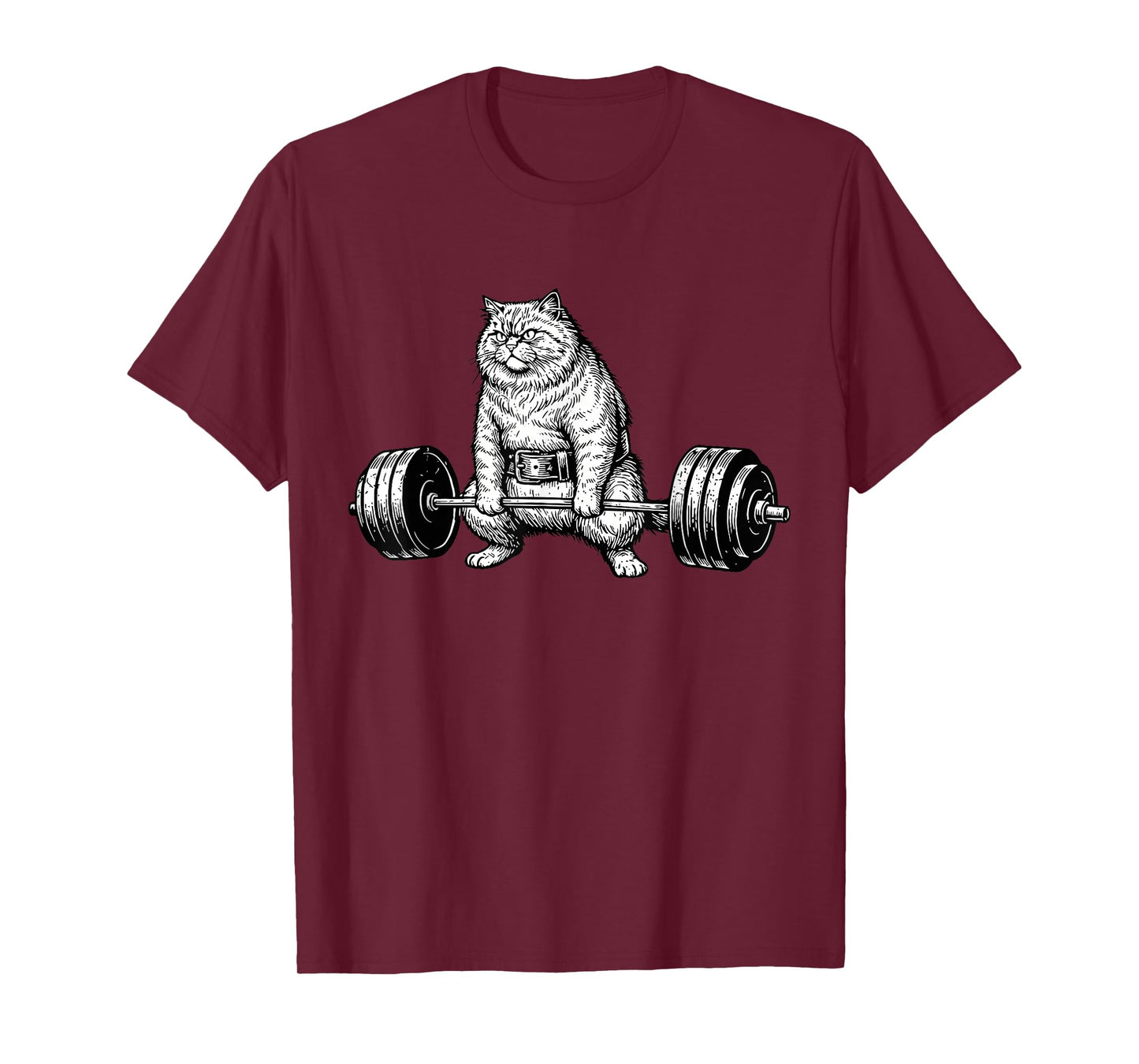 Retro Cat Deadlift Powerlifting Funny Gym Weight Lifting T-Shirt