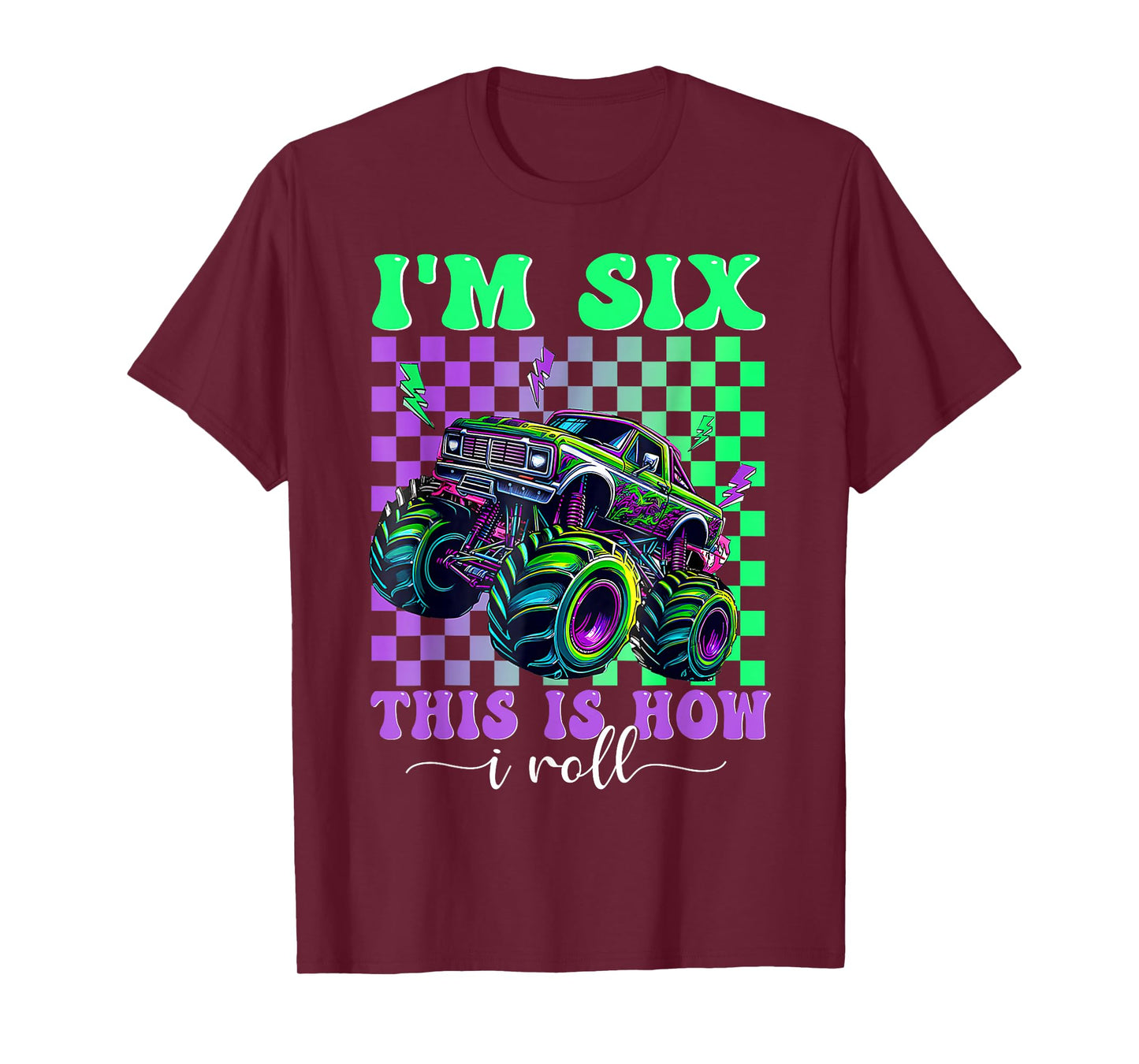 Kids 6th Birthday Boy Monster Truck 6 Year Old Bday Party T-Shirt