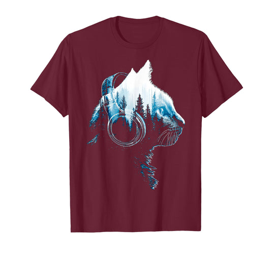 Cat Music Headphones T-Shirt