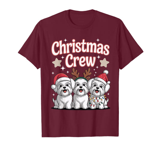 Christmas Crew Xmas Puppy Dog Breed Funny Christmas Maltese T-Shirt