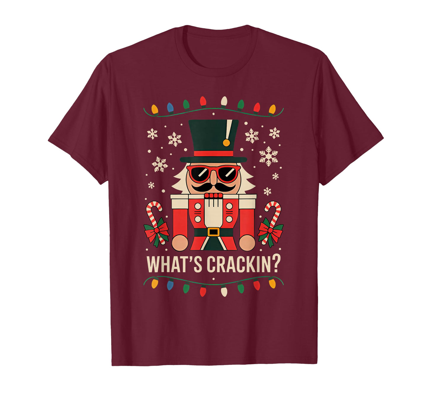 Funny Christmas Nutcracker Men Kids Teen Boys Whats Crackin T-Shirt