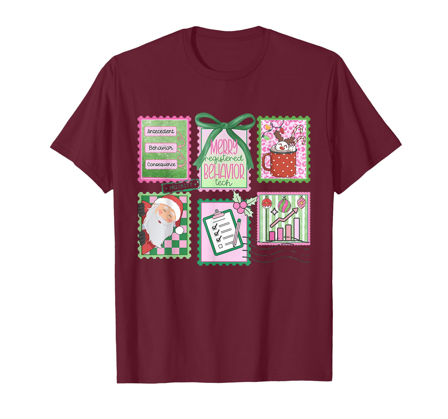 Stamp Bow RBT Registered Behavior Technician Christmas ABA T-Shirt