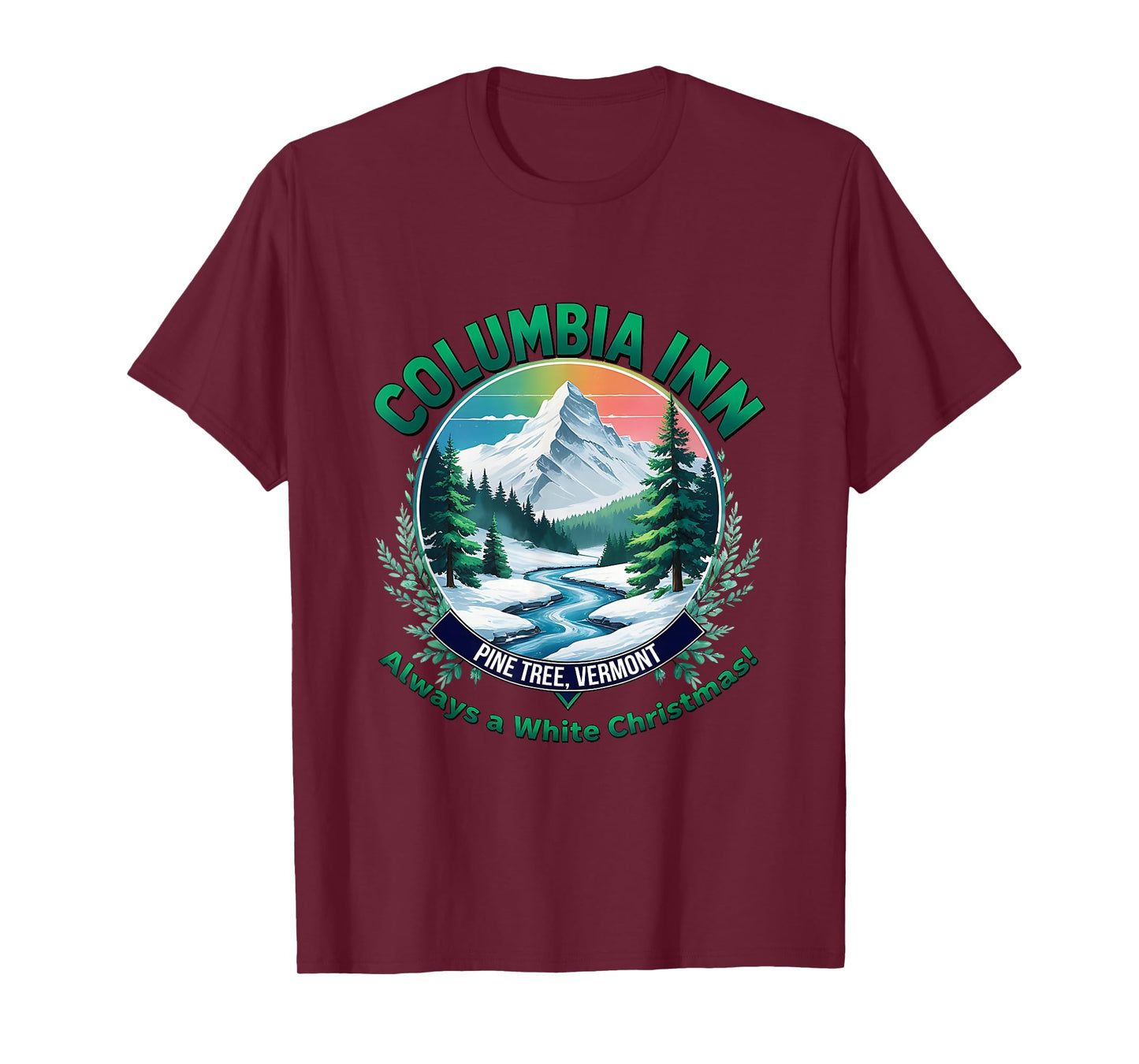 Vintage Christmas Columbia Pine Tree Vermont Xmas Winter T-Shirt