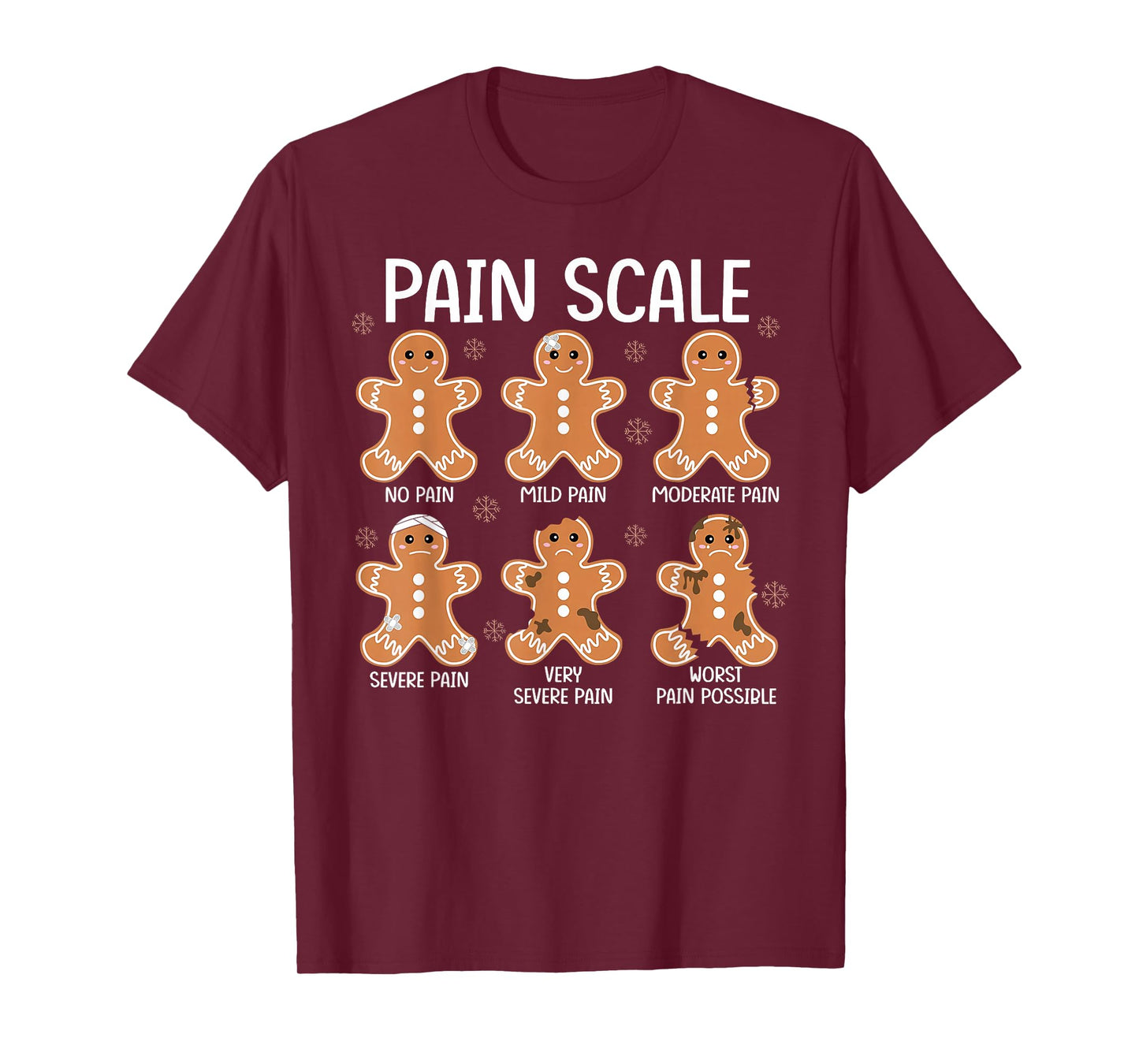 Pain Scale Funny Gingerbread Man Christmas Nurse Holiday T-Shirt