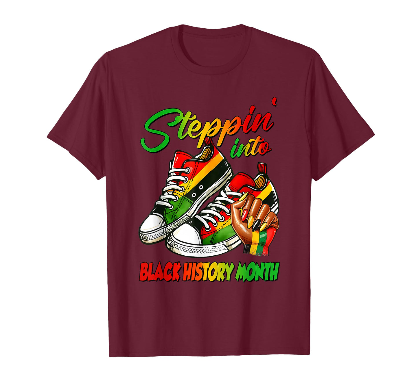 Stepping Into Black History Month Black Afro Woman Girls T-Shirt