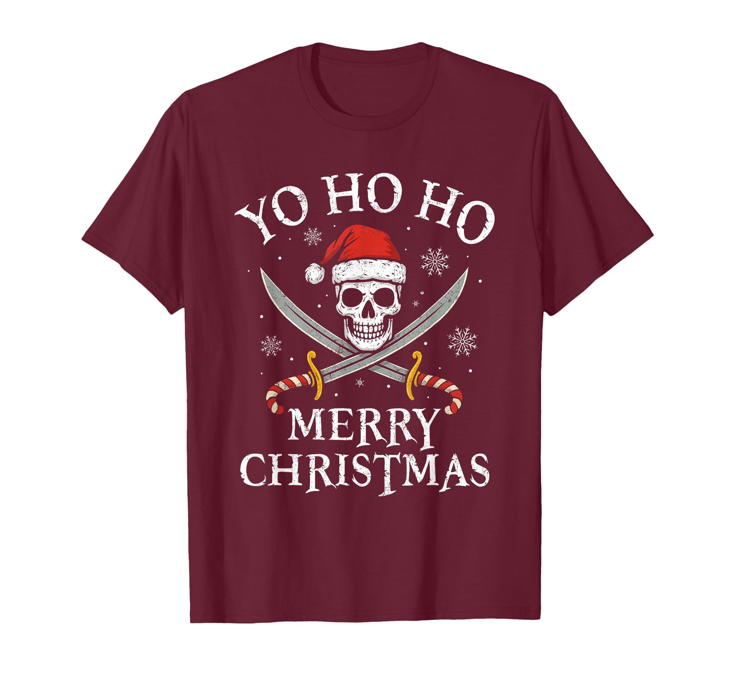 Yo Ho Ho Merry Christmas Holiday Pirate Santa Hat Boating T-Shirt