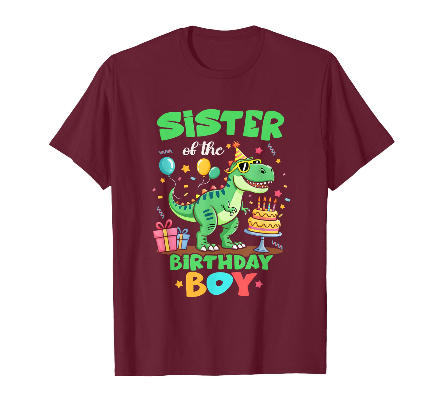 Sister of The Birthday Boy T Rex Dinosaur Family Party T-Shirt