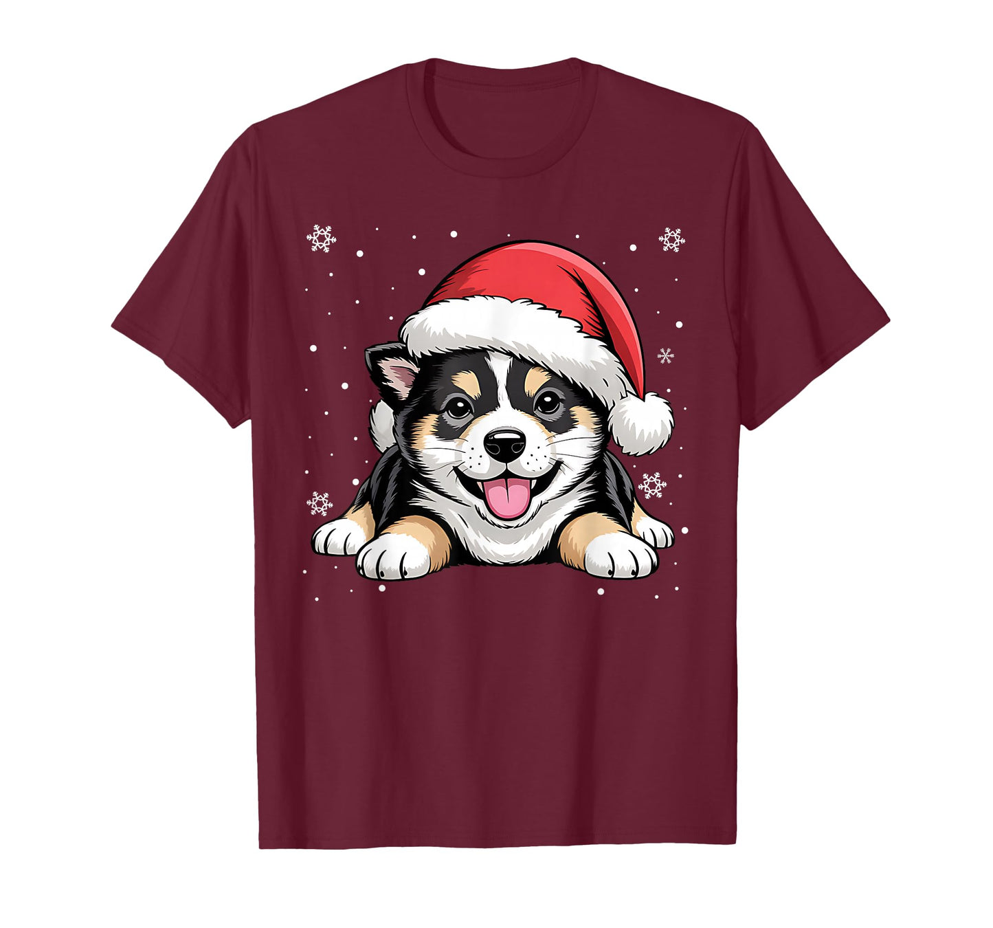 Christmas Shiba Inu Dog Wearing Santa Hat Pet Animal Lover T-Shirt